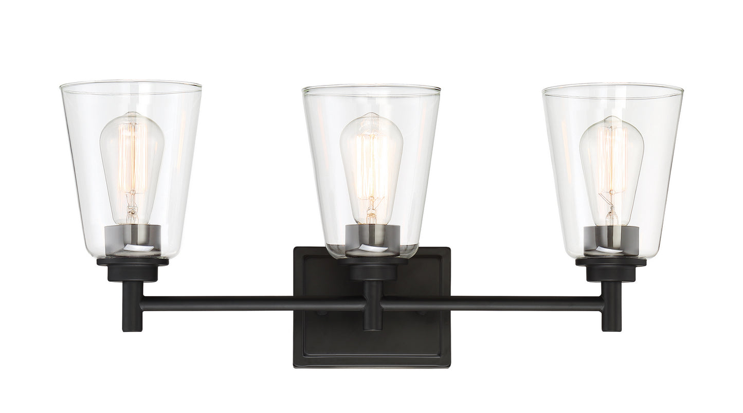 Westin Three Light Bath Bar in Matte Black