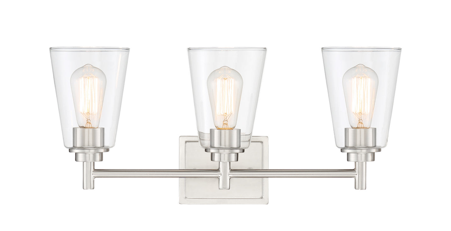 Westin Three Light Bath Bar in Satin Platinum