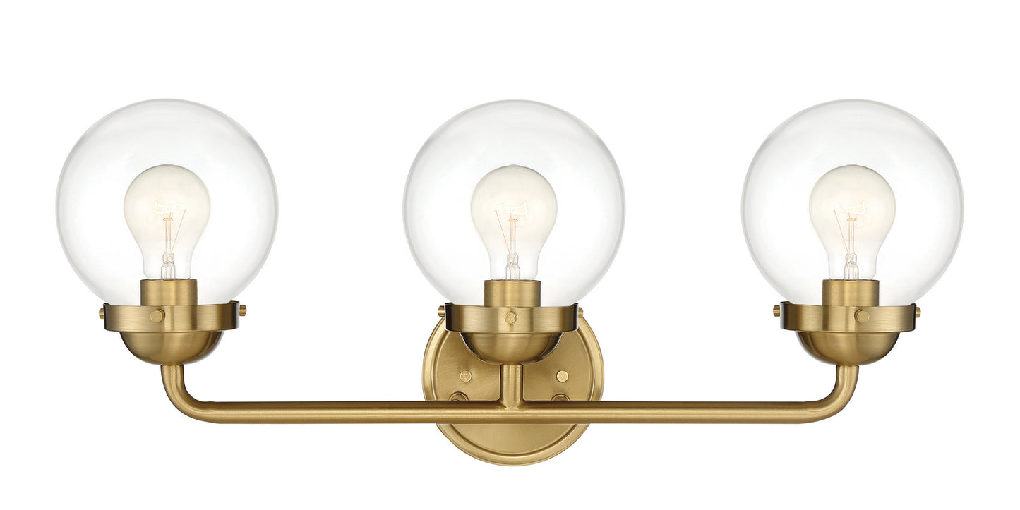 Knoll Three Light Bath Bar in Brushed Gold