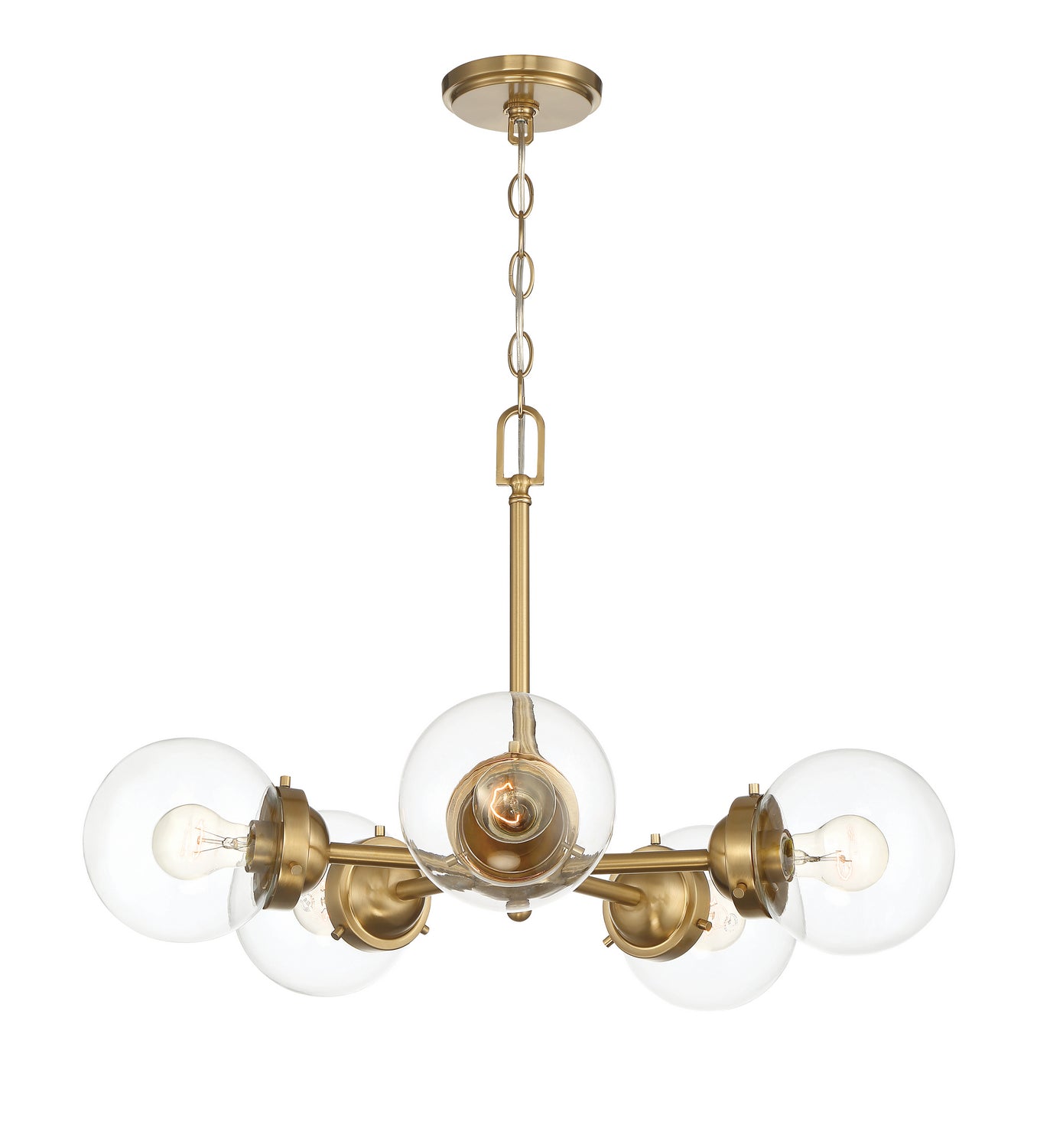 Knoll Five Light Chandelier in Brushed Gold