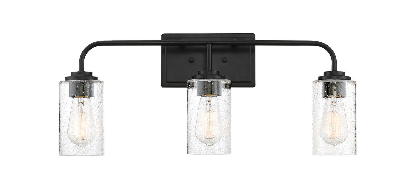 Logan Three Light Bath Bar in Matte Black