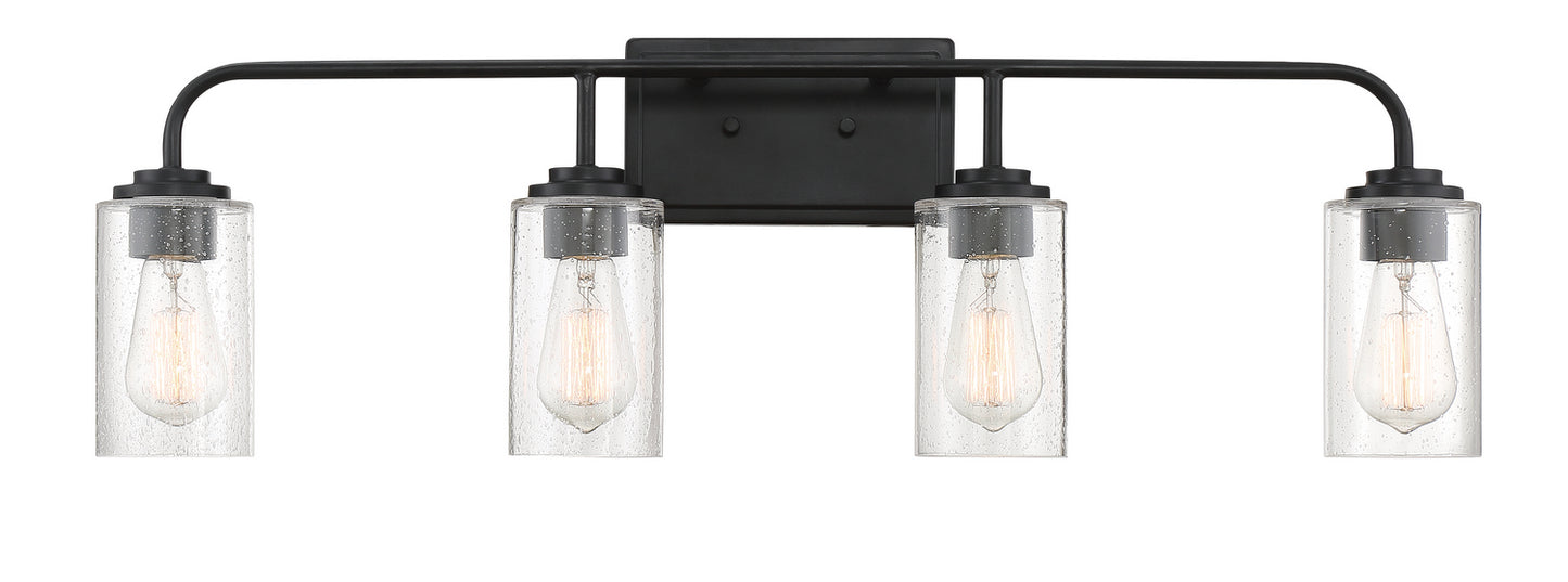 Logan Four Light Bath Bar in Matte Black