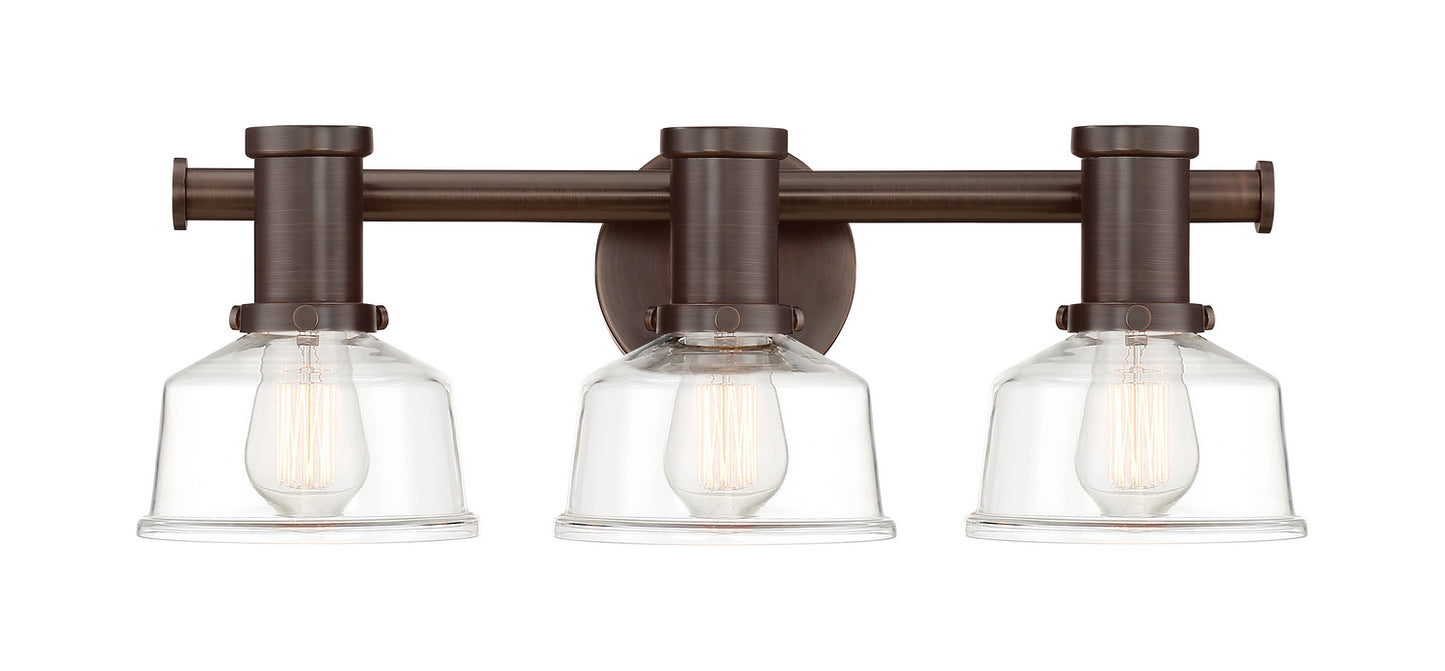 Carson Three Light Bath Bar in Satin Copper Bronze