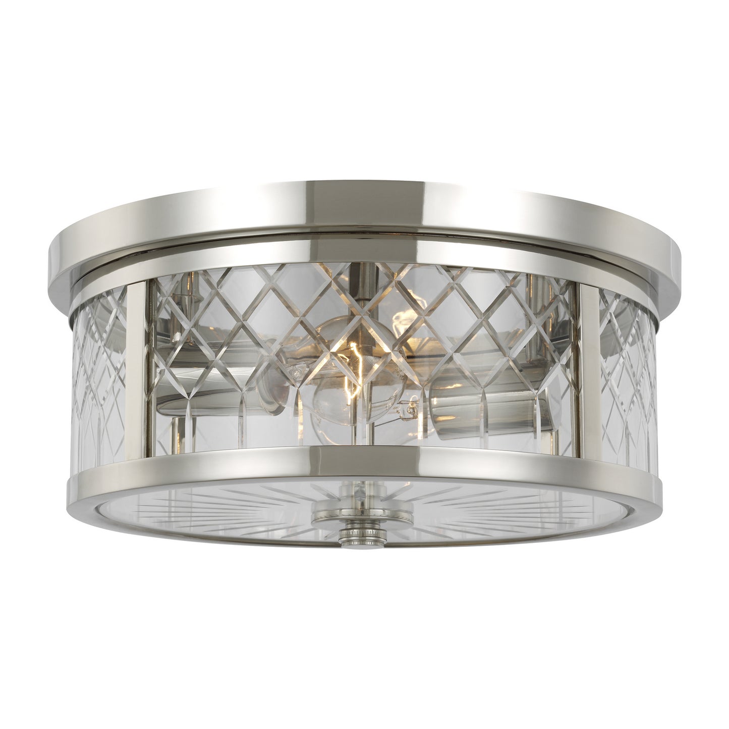 Alec Two Light Flush Mount in Polished Nickel