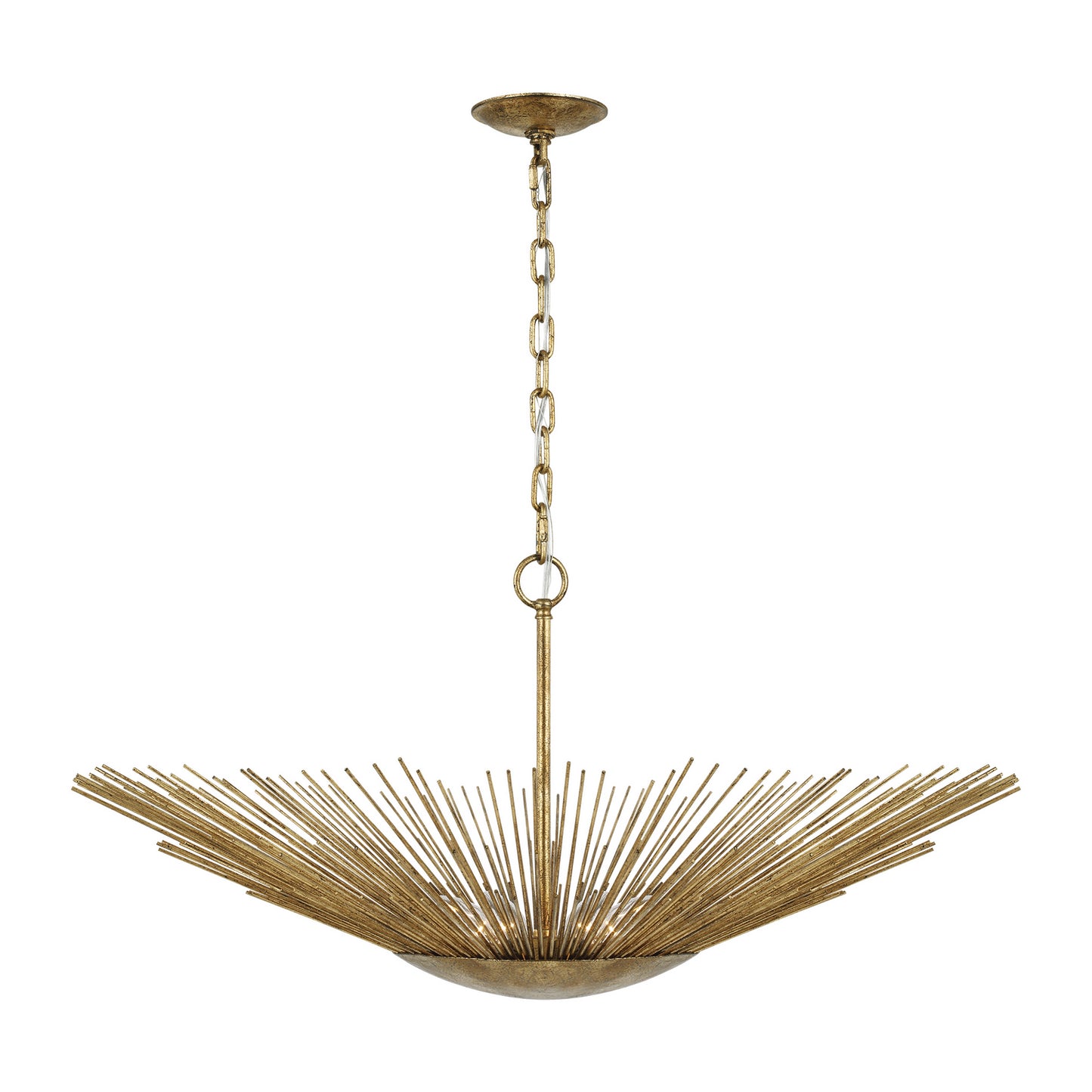 Helios Four Light Pendant in Antique Gild