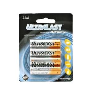 ULTRALAST AA ALKALINE BATTERIES - A PACK OF 4
