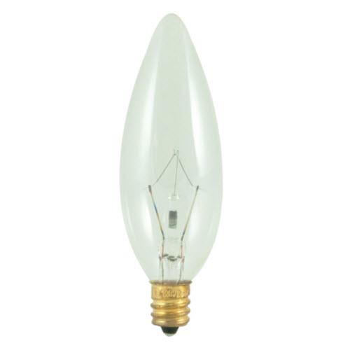 25W B10 32mm Torpedo Clear E12 Candelabra 120V 490025 25CTC/