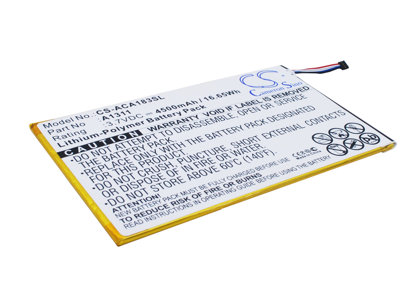 3.7V 4500mAh/16.65Wh Li-Polymer Tablet Battery for Acer