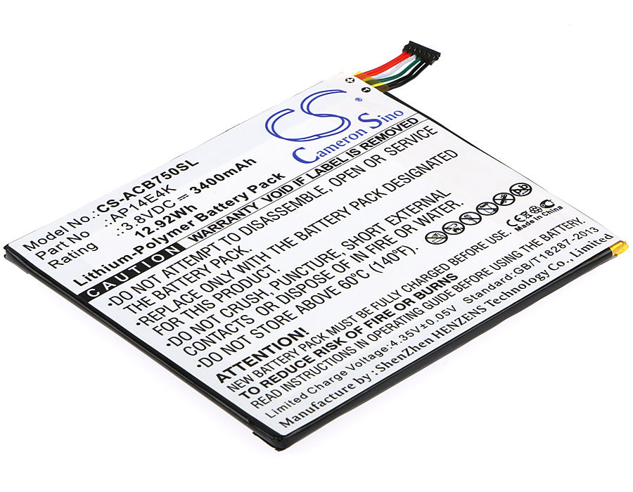 3.8V 3400mAh/12.92Wh Li-Polymer Tablet Battery for Acer