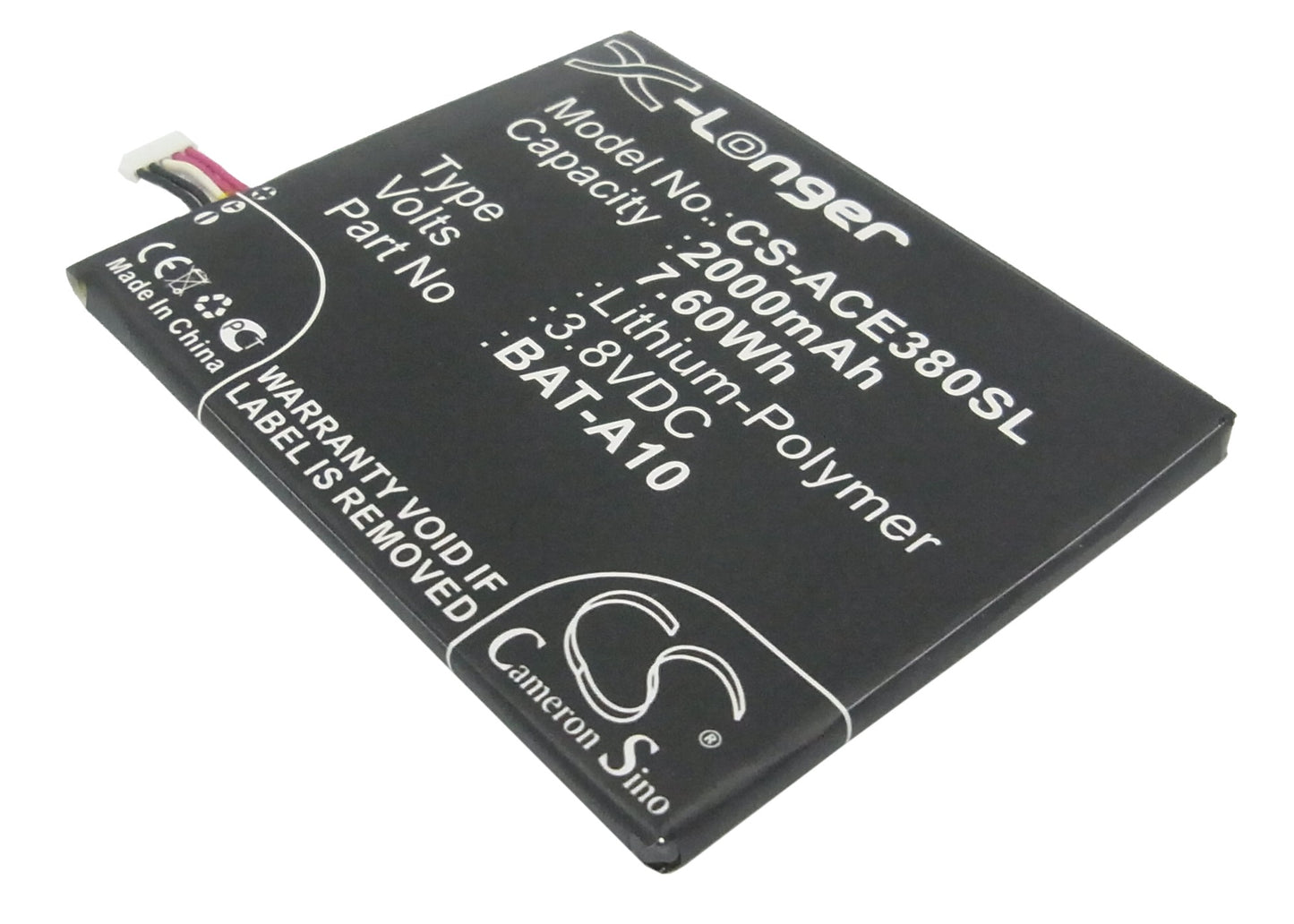 3.8V 2000mAh/7.60Wh Li-Polymer Mobile/SmartPhone Battery for Acer