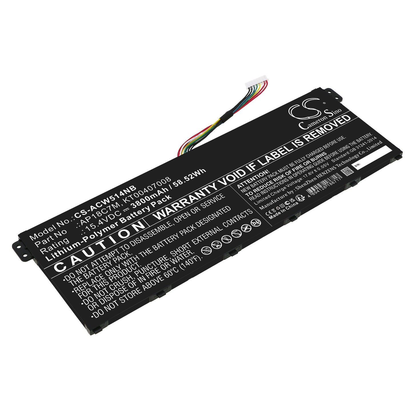 CS-ACW514NB Replacement Battery – Compatible with ConceptD 3 CN316-73G-729B, ConceptD 3 CN316-73G-73K5, ConceptD 3 CN316-73G-757Z, ConceptD 3 CN316-73G-78ZX, ConceptD 3 Ezel CC315-72-57WK, ConceptD 3 Ezel CC315-72P-726M, ConceptD 3 Ezel CC315-72P-74BY, ConceptD 3 Ezel CC315-72P-7642, ConceptD 3 Ezel CC315-72P-77NA, ConceptD 3 Ezel Pro CC315-72P-, Spin 5 SP513-54N-53K4, Spin 5 SP513-54N-56EJ, Spin 5 SP513-54N-58XD, Spin 5 SP513-54N-5900, Spin 5 SP513-54N-70YP, Spin 5 SP513-54N-73CY, Spin 5