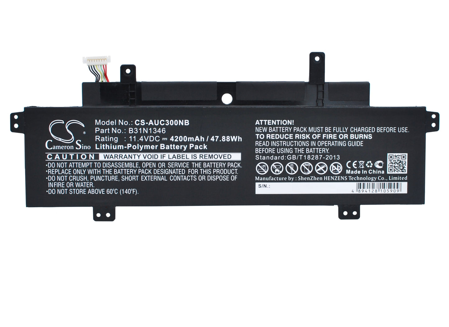 11.4V 4200mAh/47.88Wh Li-Polymer Notebook/Laptop Battery for Asus