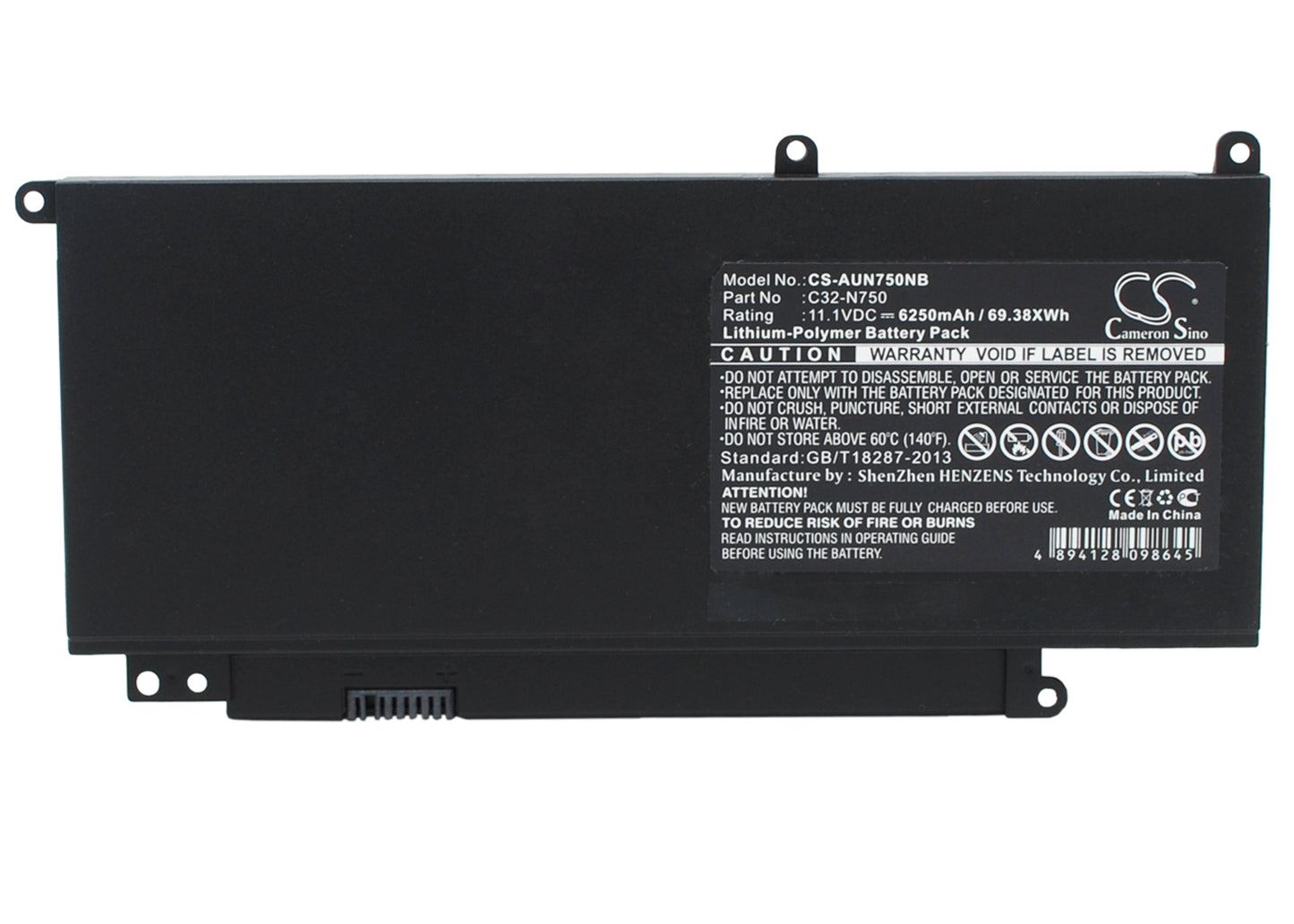 11.1V 6250mAh/69.38Wh Li-Polymer Notebook/Laptop Battery for Asus