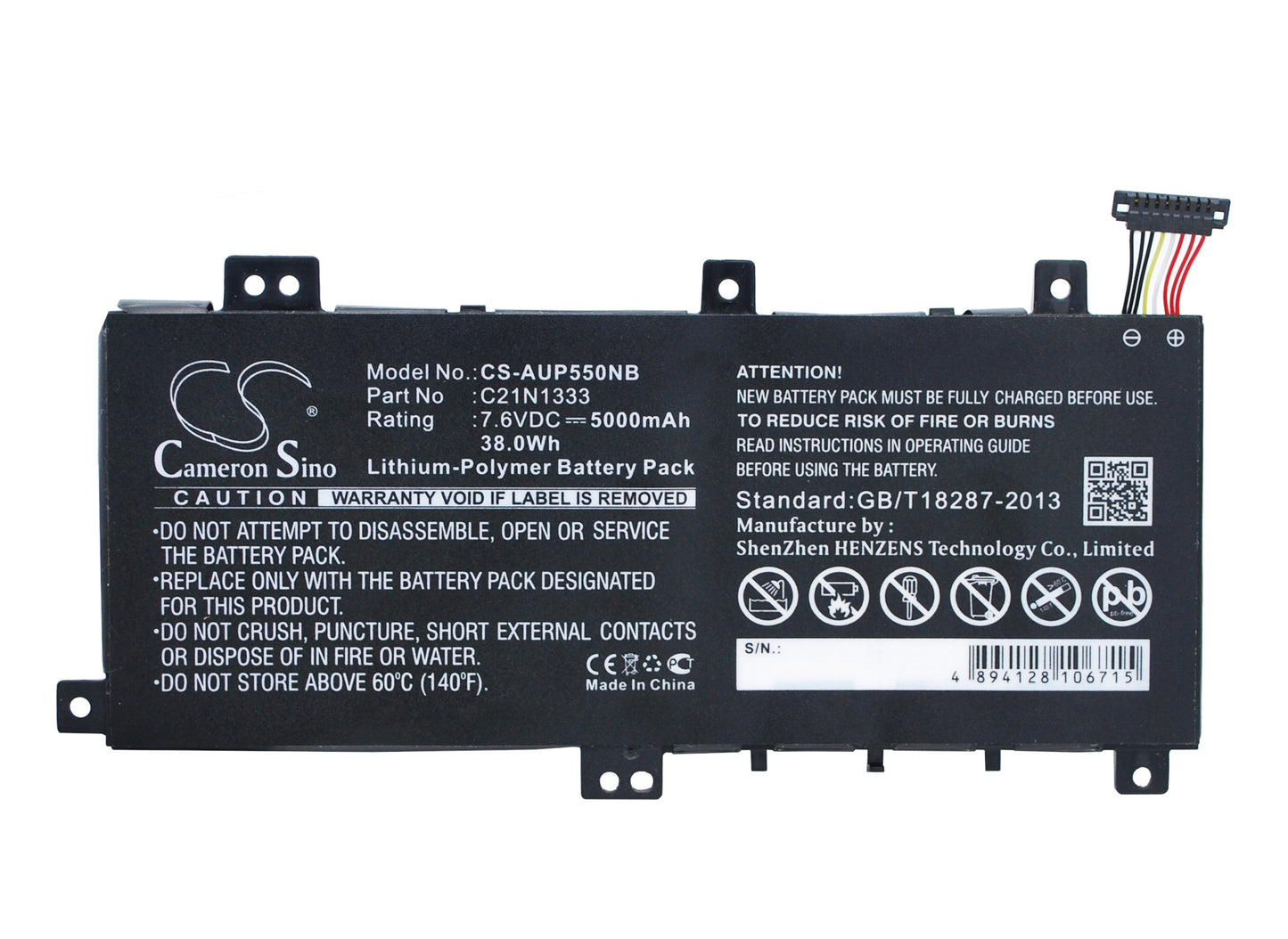 7.6V 5000mAh/38.0Wh Li-Polymer Notebook/Laptop Battery for Asus