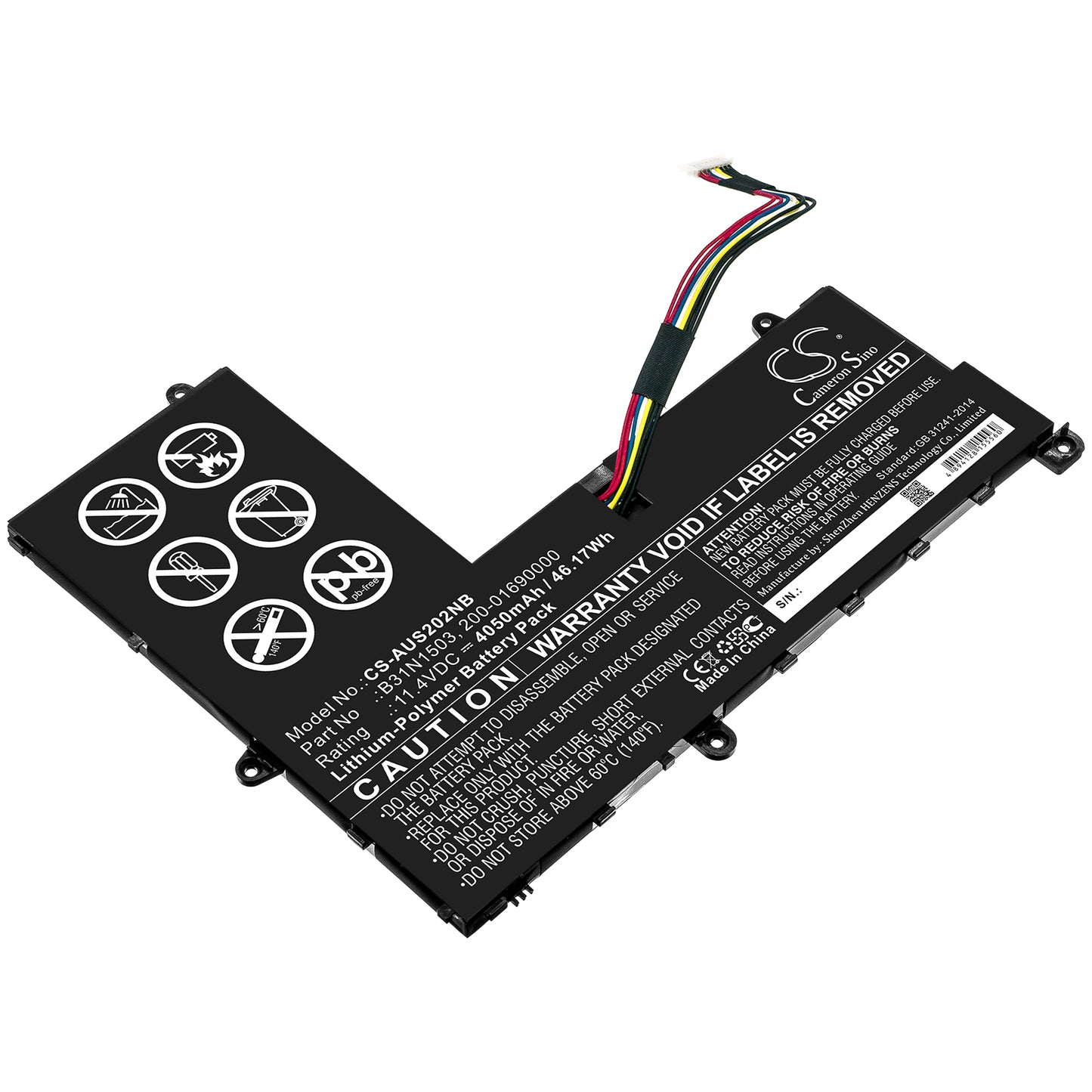 CS-AUS202NB Replacement Battery – Compatible with E202SA, E202SA Serie, E202SA-1A, E202SA-1B, E202SA-1D, E202SA-1E, E202SA-7A, E202SA-7B, E202SA-FD0011T, E202SA-FD0012T, E202SA-FD0091T, EeeBook E202SA, EeeBook E202SA-FD0011T, EeeBook E202SA-FD0012T, R206SA