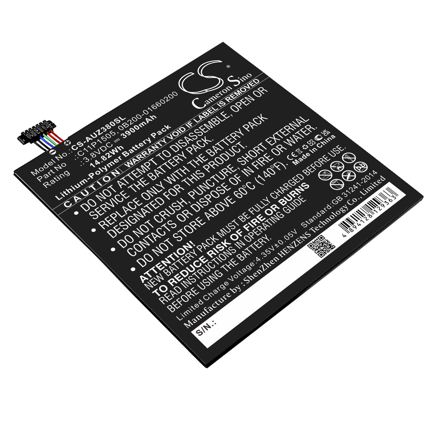 3.8V 3900mAh/14.82Wh Li-Polymer Tablet Battery for Asus
