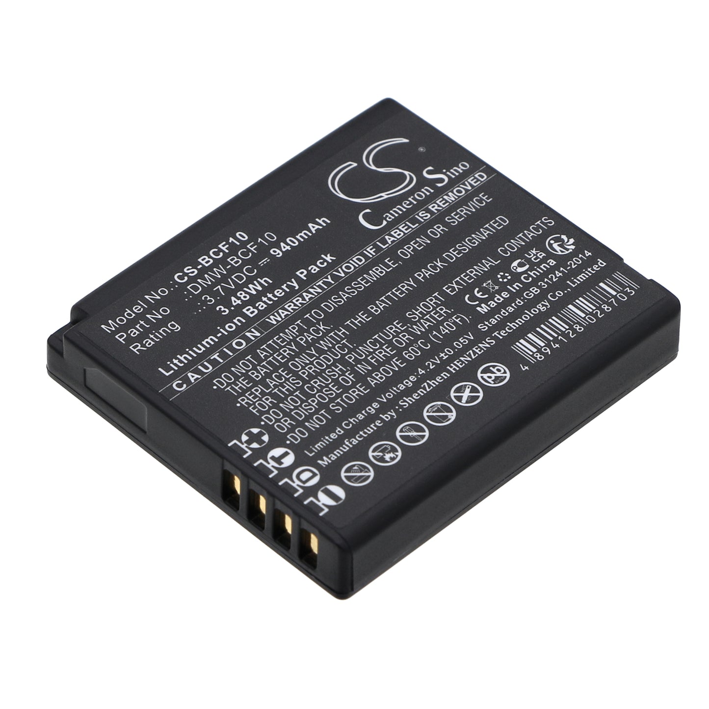 3.7V 940mAh/3.48Wh Li-ion Camera Battery for Panasonic