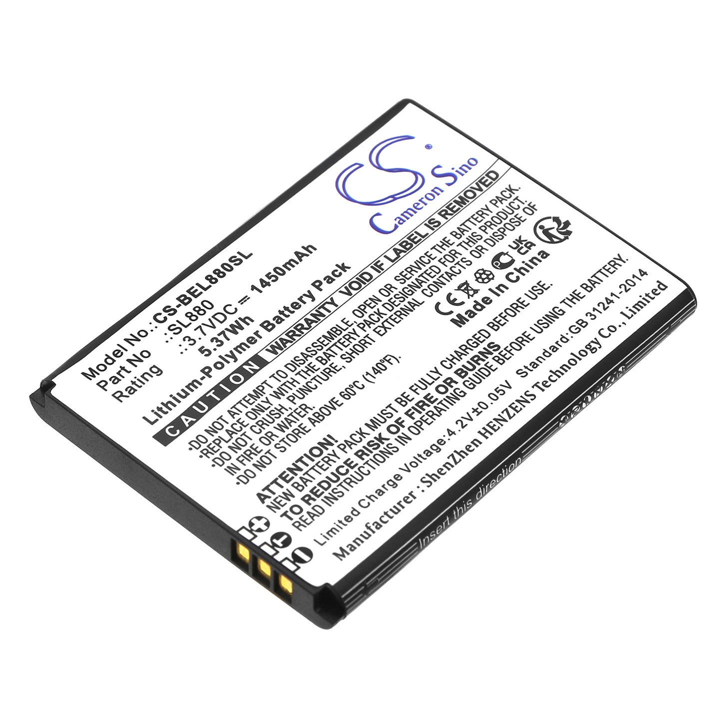 CS-BEL880SL Replacement Battery – Compatible with SL800 4G, SL880 Touch