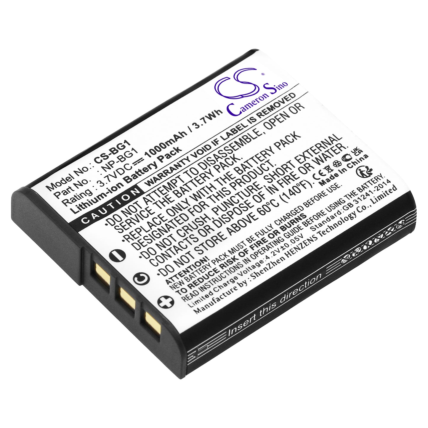 3.7V 1000mAh Li-ion Camera Battery for Sony