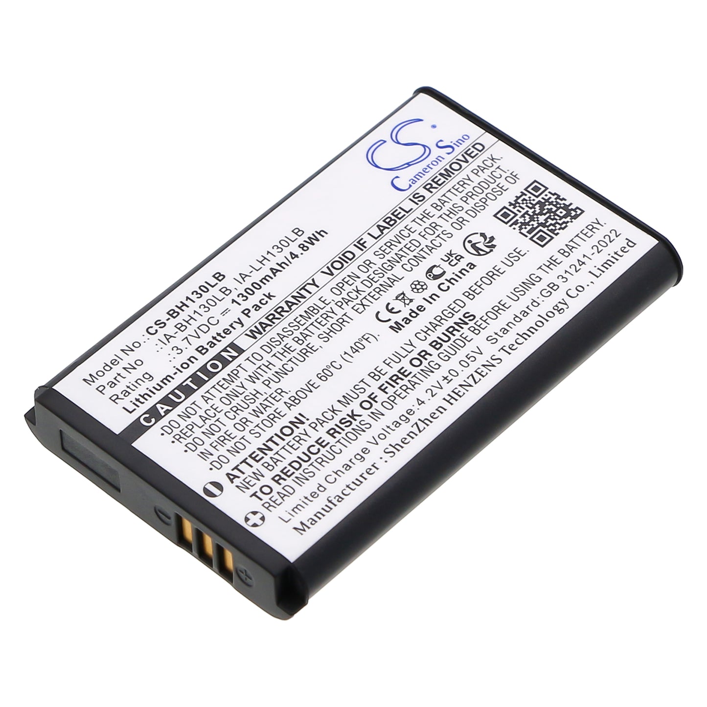 3.7V 1300mAh/4.8Wh Li-ion Camera Battery for Samsung