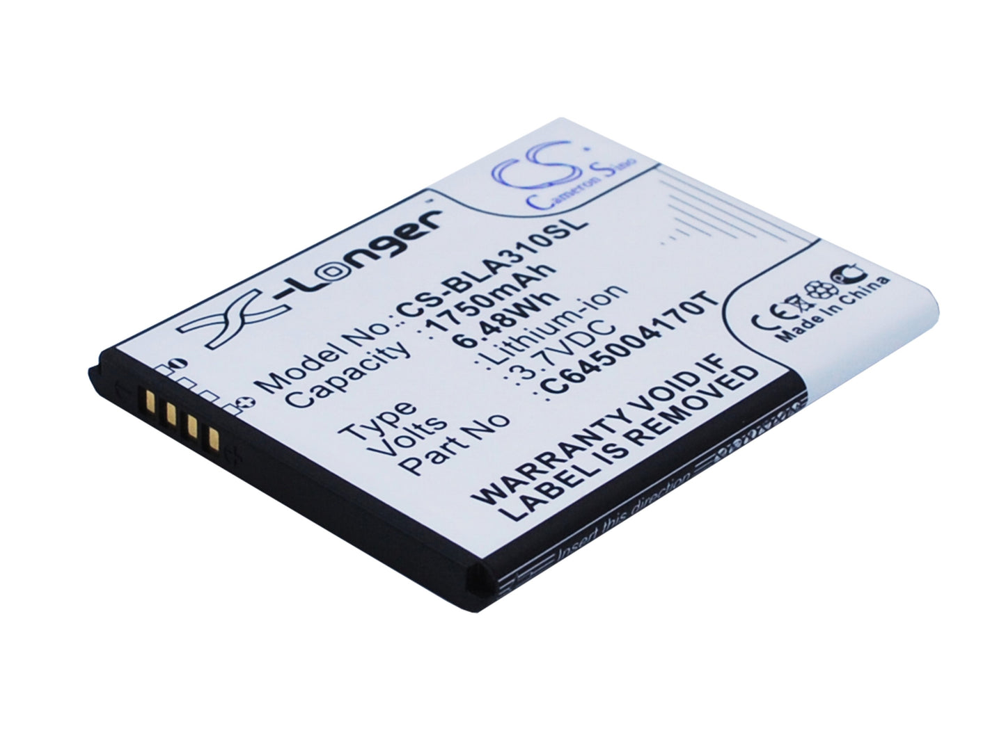 3.7V 1750mAh/6.48Wh Li-ion Mobile/SmartPhone Battery for BLU