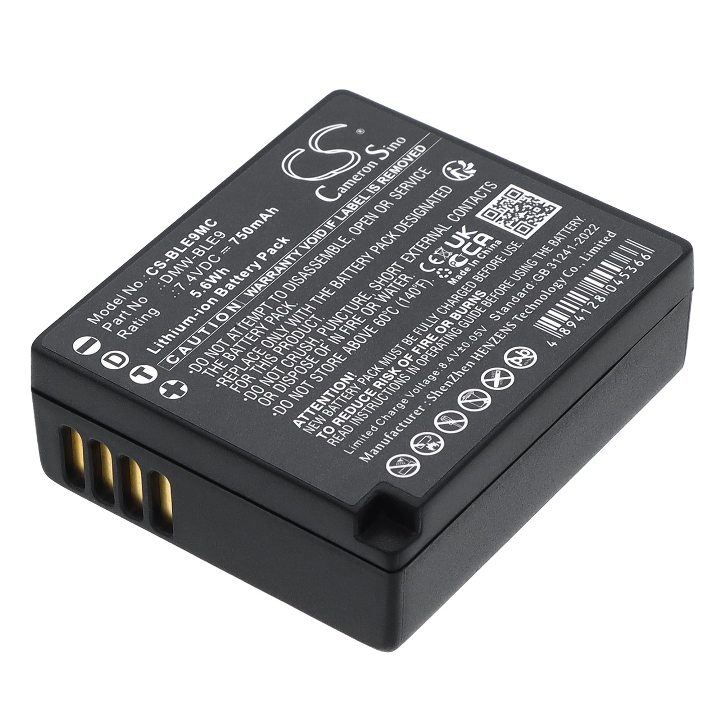 7.4V 750mAh/5.6Wh Li-ion Camera Battery for Panasonic
