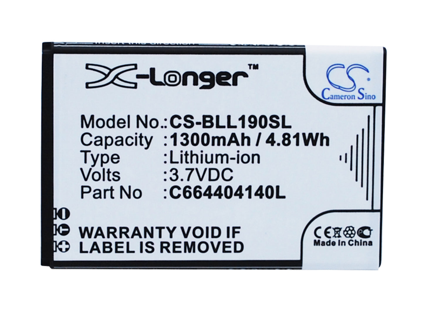 3.7V 1300mAh/4.81Wh Li-ion Mobile/SmartPhone Battery for BLU
