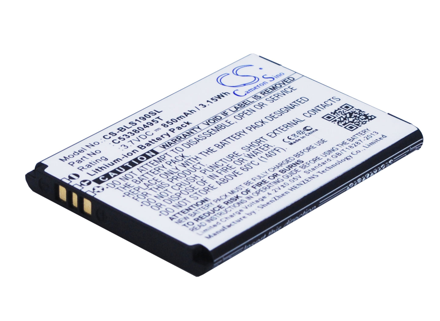 3.7V 850mAh/3.15Wh Li-ion Mobile/SmartPhone Battery for BLU
