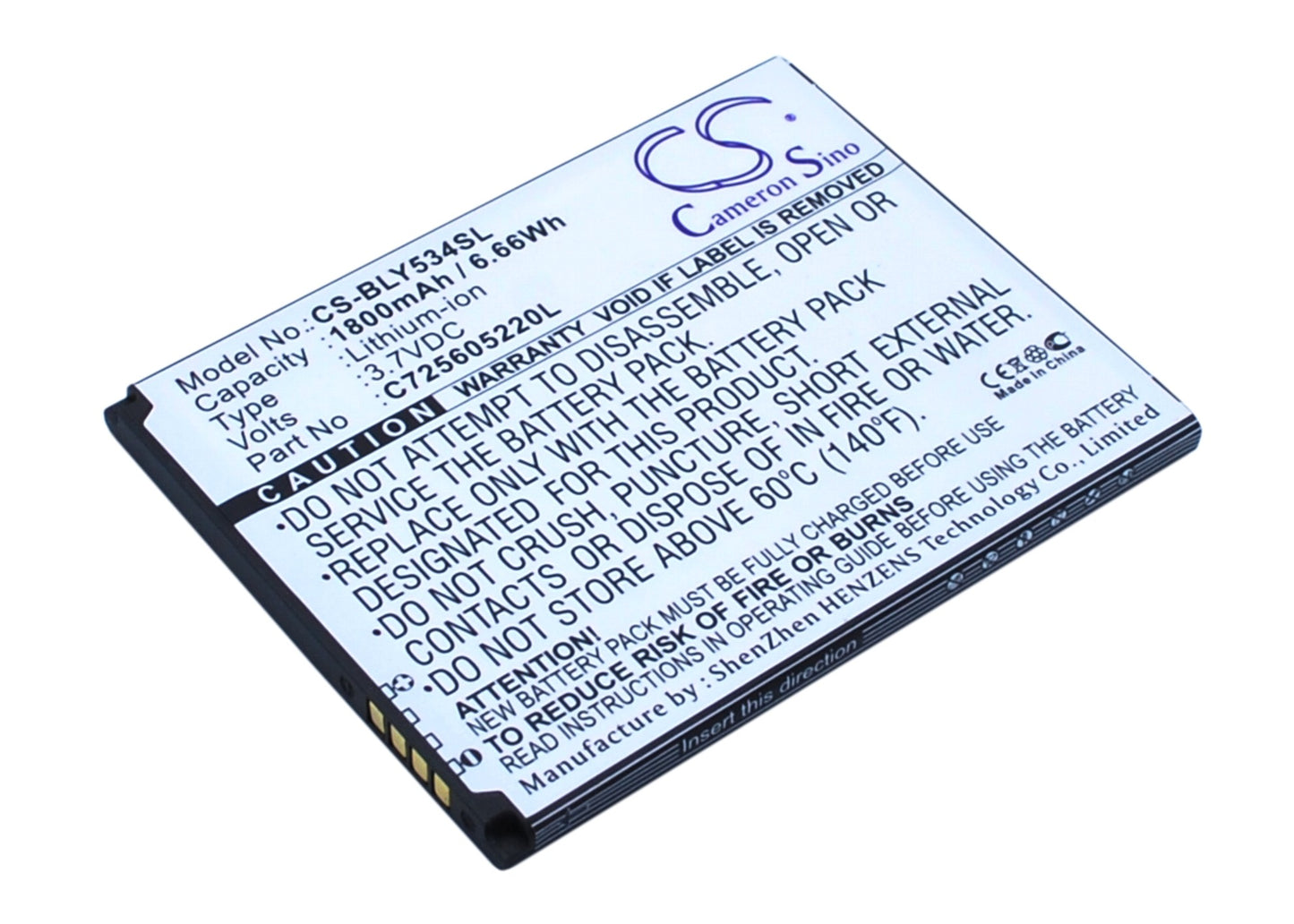 3.7V 1800mAh/6.66Wh Li-ion Mobile/SmartPhone Battery for BLU