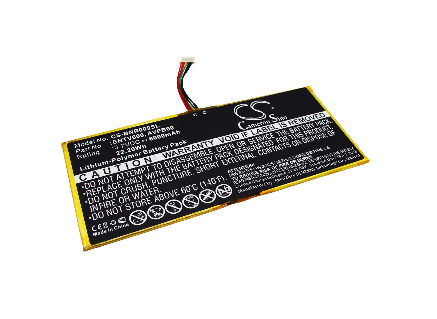 3.7V 6000mAh/22.20Wh Li-Polymer Tablet Battery for Barnes & Noble