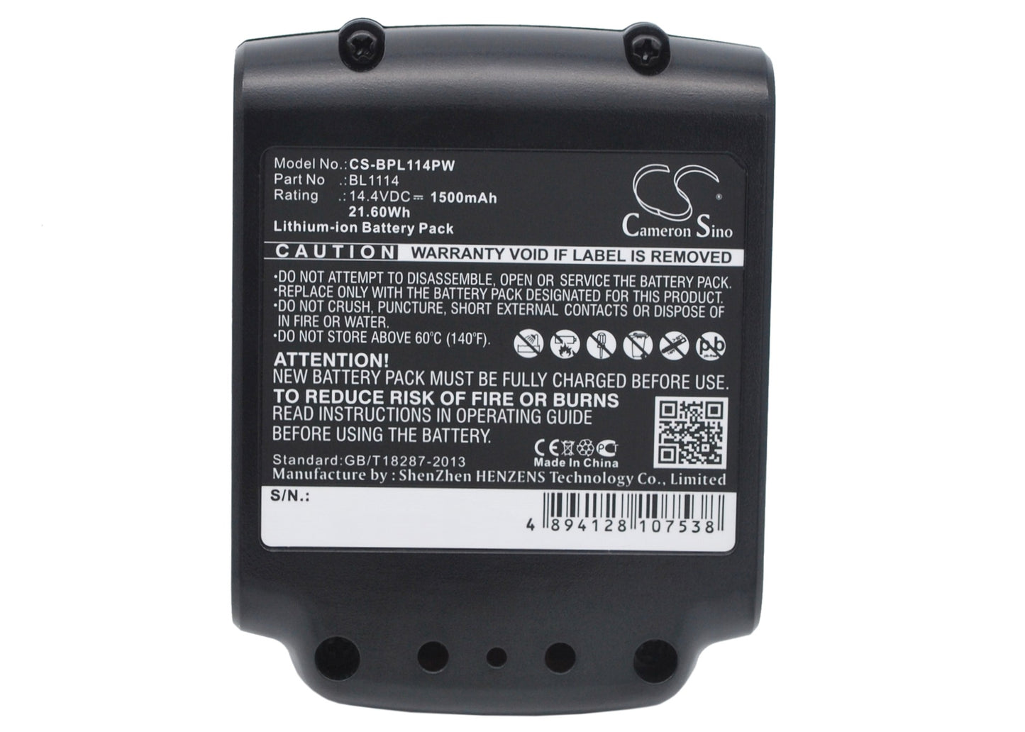 14.4V 1500mAh/21.60Wh Li-ion Power Tools Battery for Black & Decker
