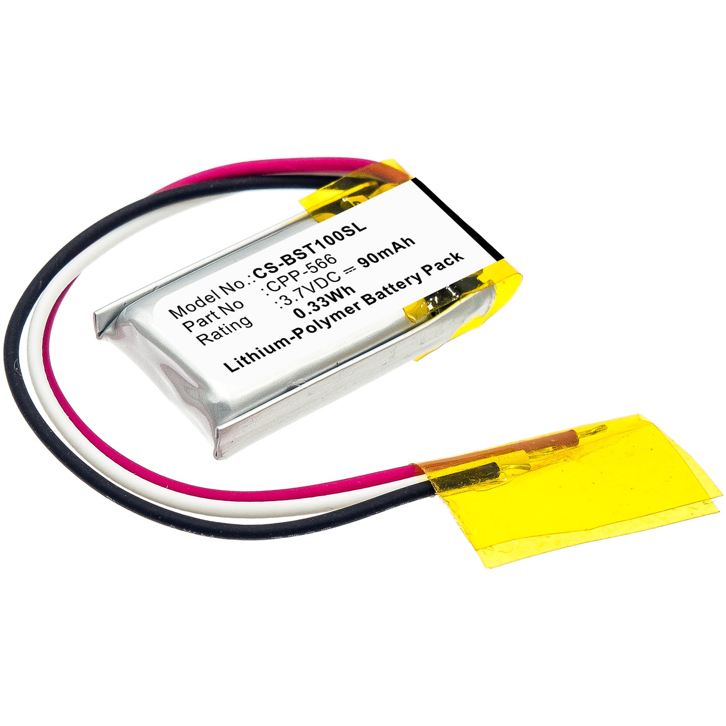 3.7V 90mAh/0.33Wh Li-Polymer Wireless Headset Battery for Beats