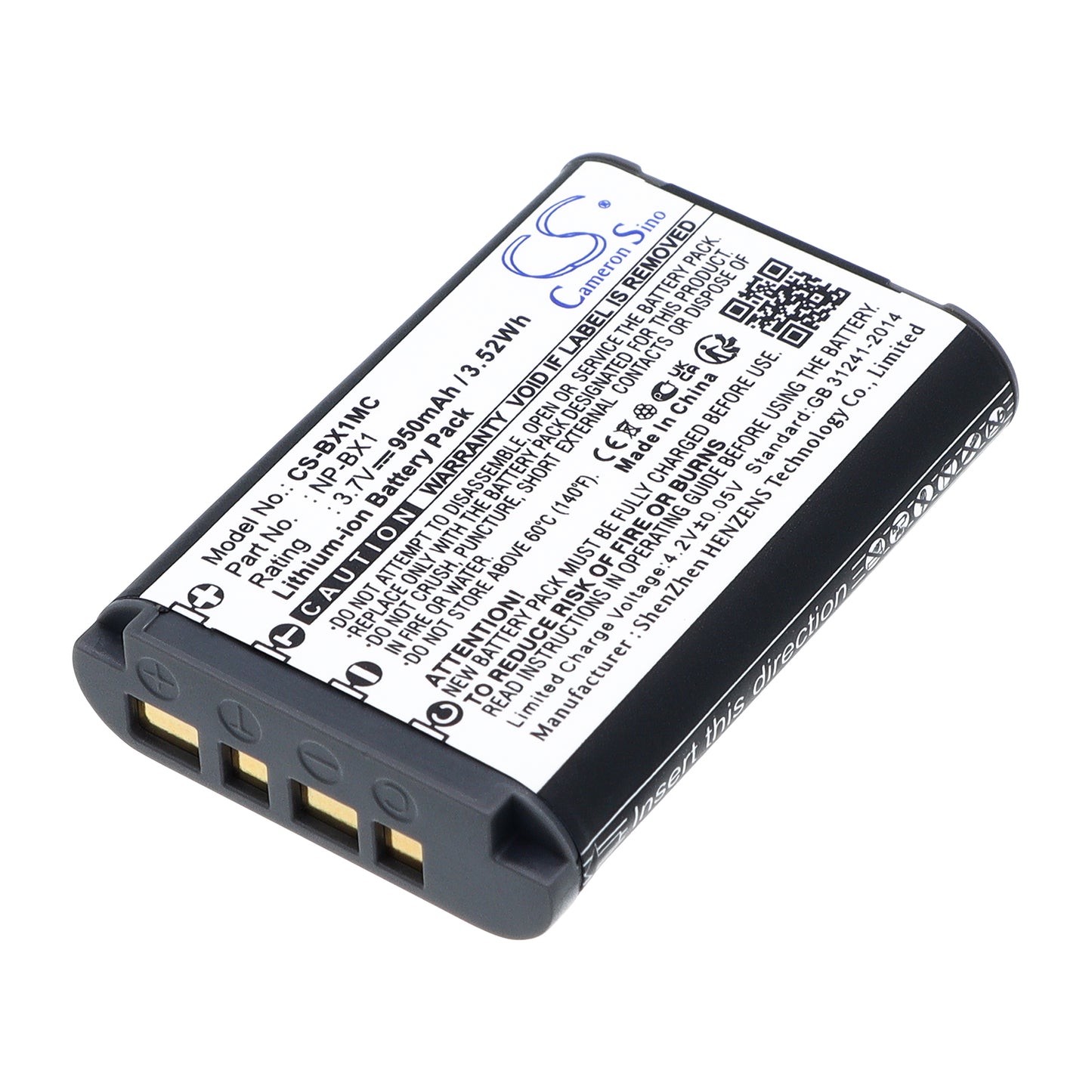 3.7V 950mAh/3.52Wh Li-ion Camera Battery for Sony