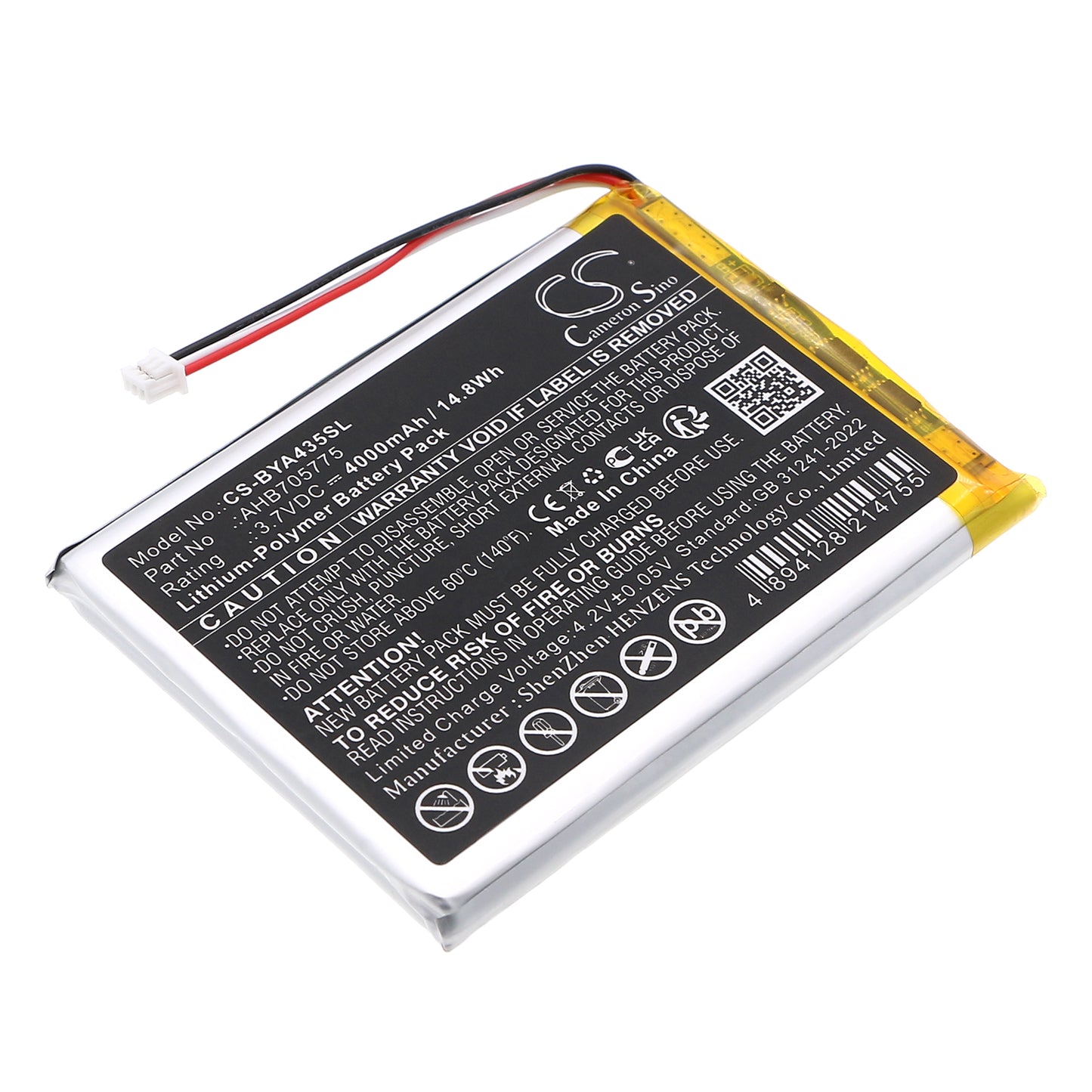 CS-BYA435SL Replacement Battery – Compatible with A014426, A014433, A014435, Babyphone Yoo Go +. A014429, Babyphone YOO Go+ HD, Babyphone Yoo Master +, Babyphone YOO Master+, Yoo Go +, Yoo Master +
