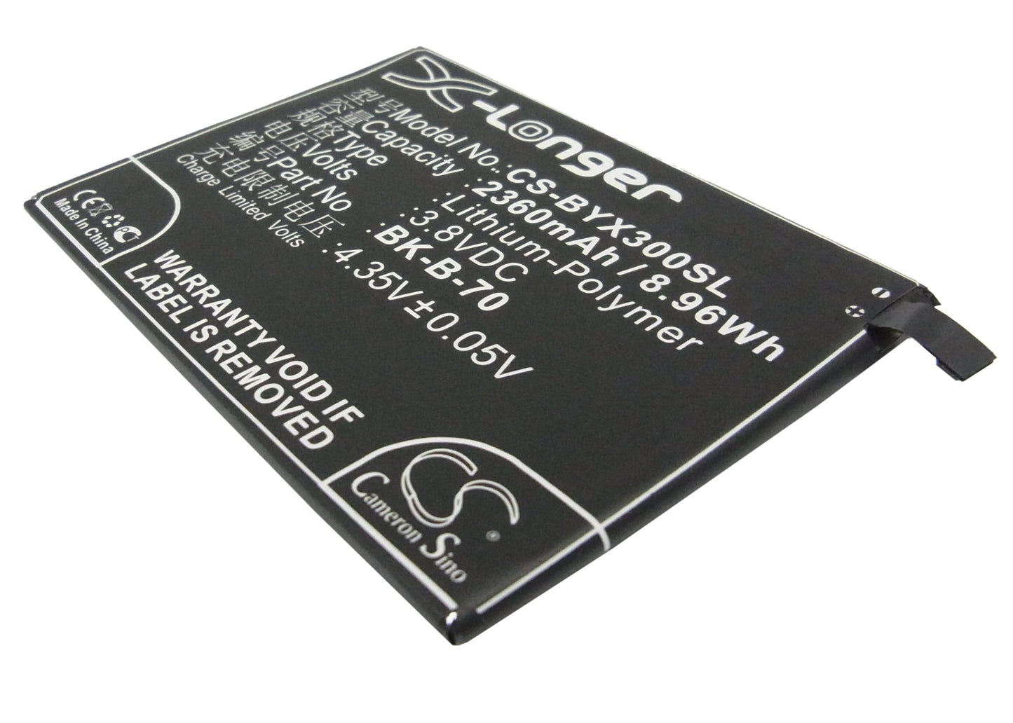 3.8V 2360mAh/8.96Wh Li-Polymer Mobile/SmartPhone Battery for BBK