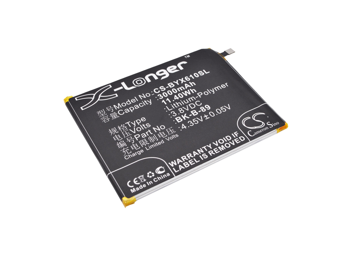 3.8V 3000mAh/11.40Wh Li-Polymer Mobile/SmartPhone Battery for BBK