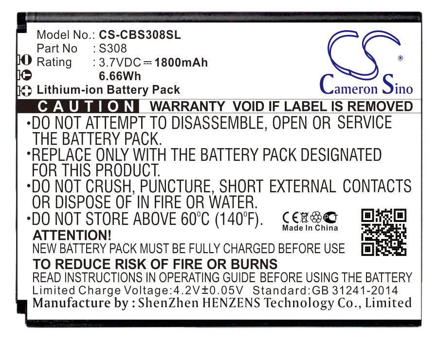 CS-CBS308SL Replacement Battery – Compatible with S308