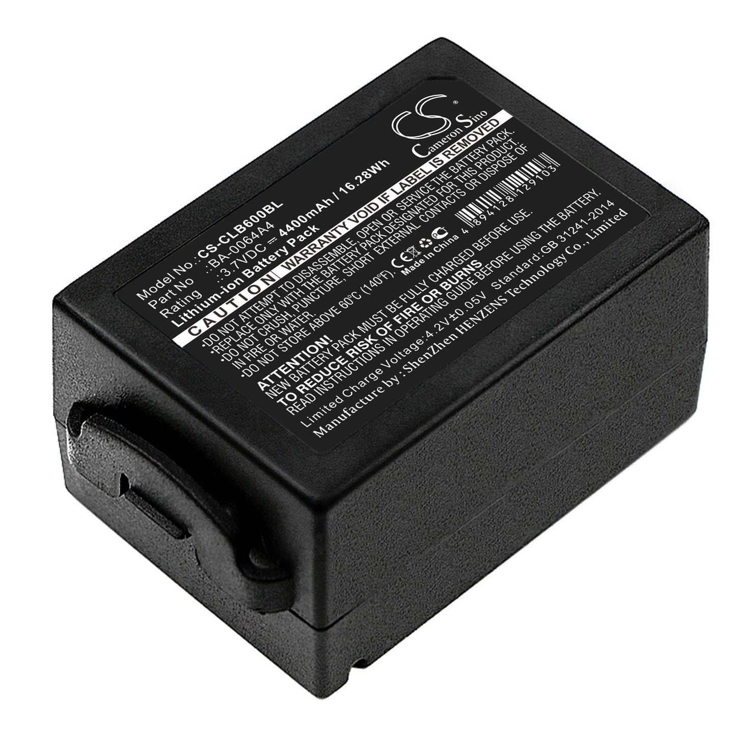 3.7V 4400mAh/16.28Wh Li-ion Barcode/Scanner Battery for CipherLAB