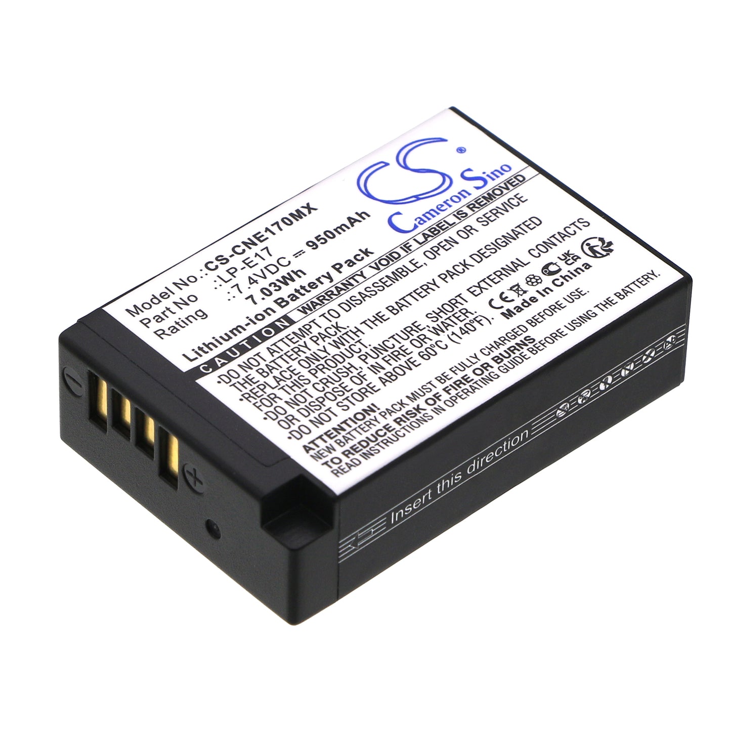 7.4V 950mAh/7.03Wh Li-ion Camera Battery for Canon
