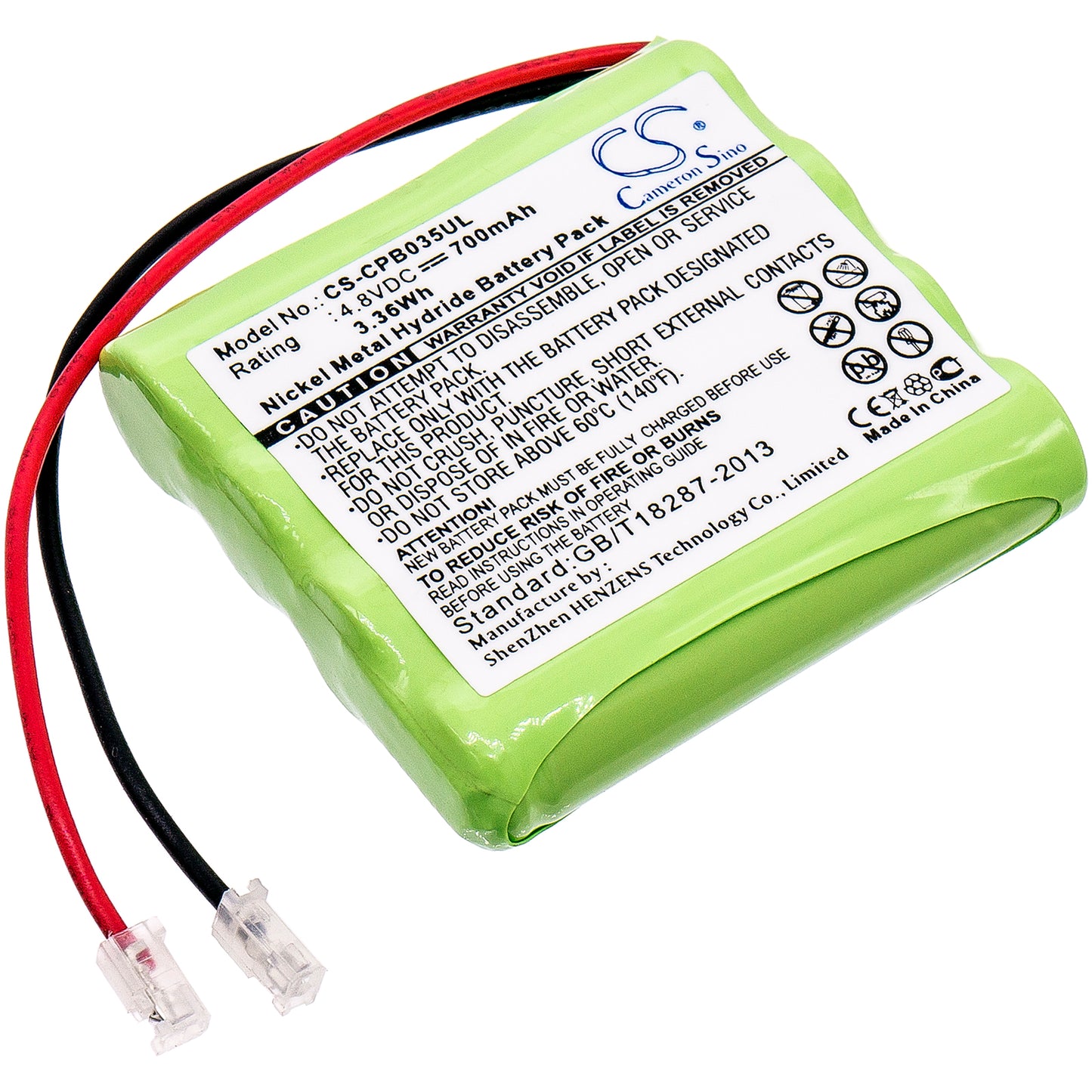 4.8V 700mAh/3.36Wh Ni-MH Cordless Phone Battery for Universel
