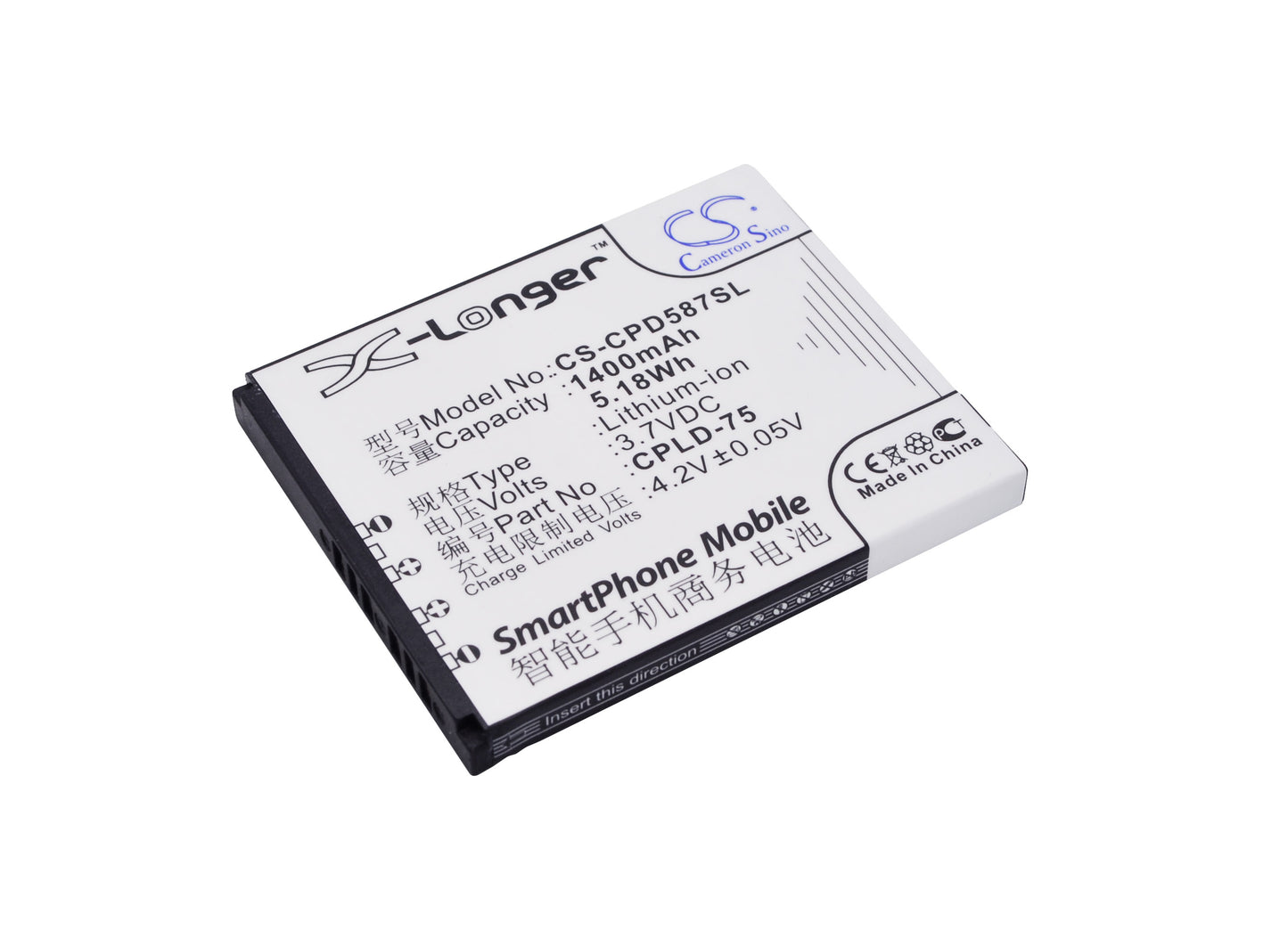 3.7V 1400mAh/5.18Wh Li-ion Mobile/SmartPhone Battery for Coolpad