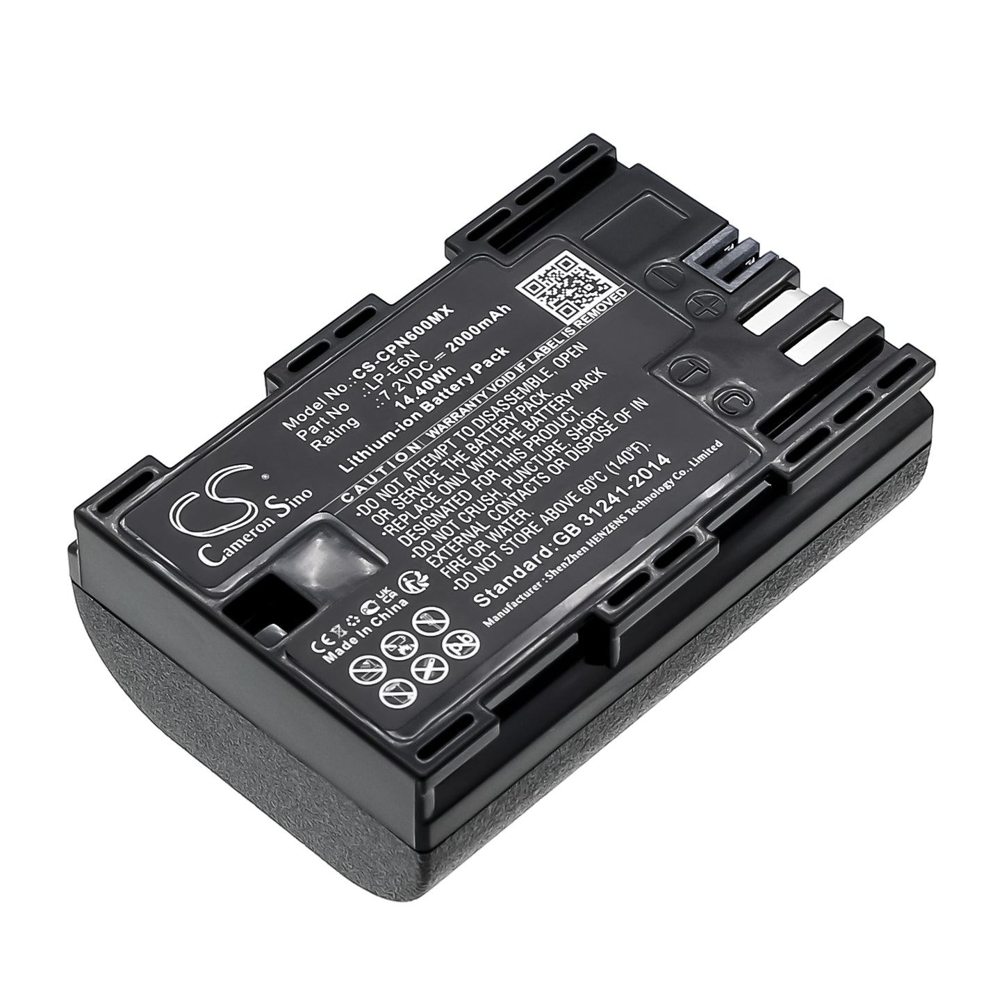 7.2V 2000mAh/14.40Wh Li-ion Camera Battery for Canon