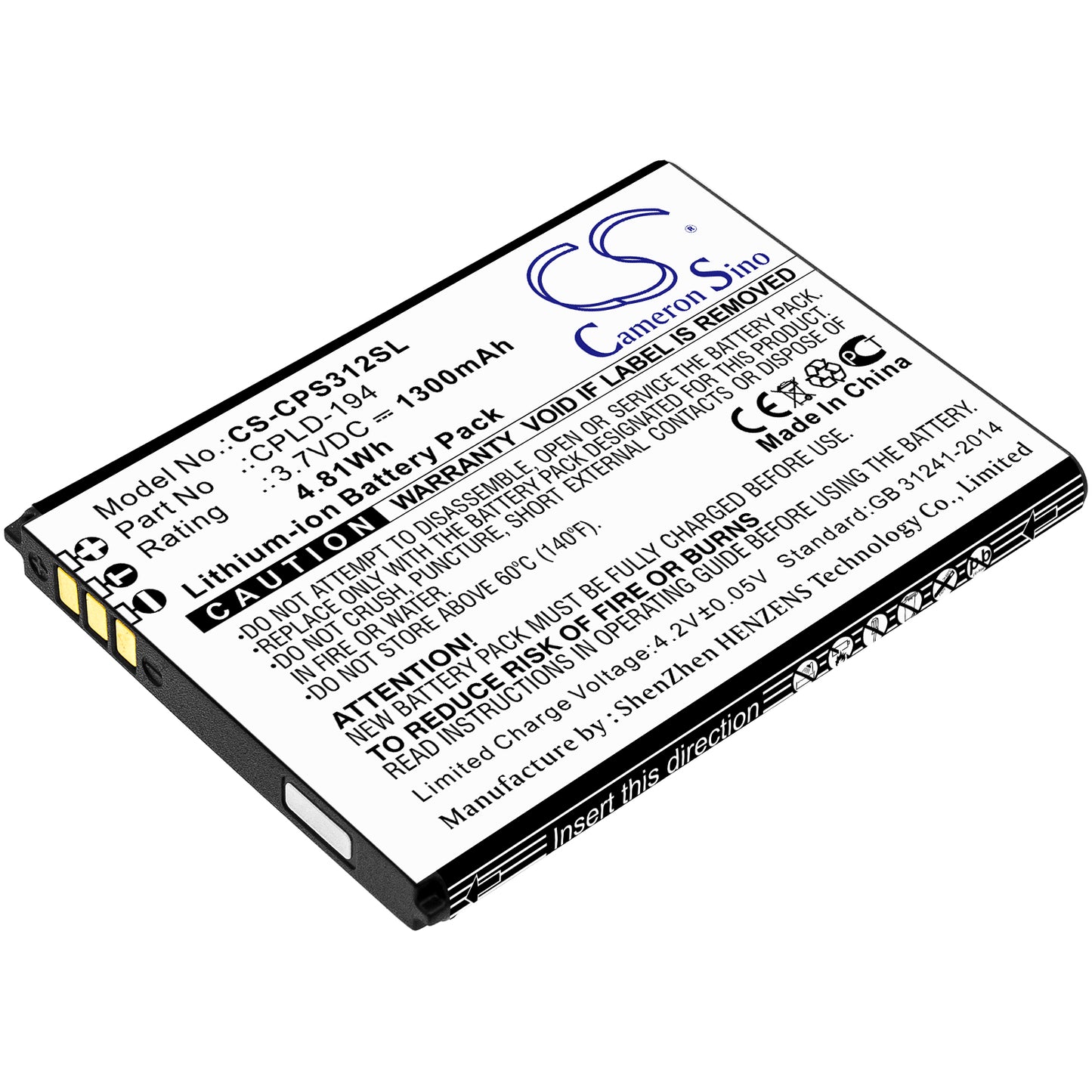CS-CPS312SL Replacement Battery – Compatible with 3312A, Snap