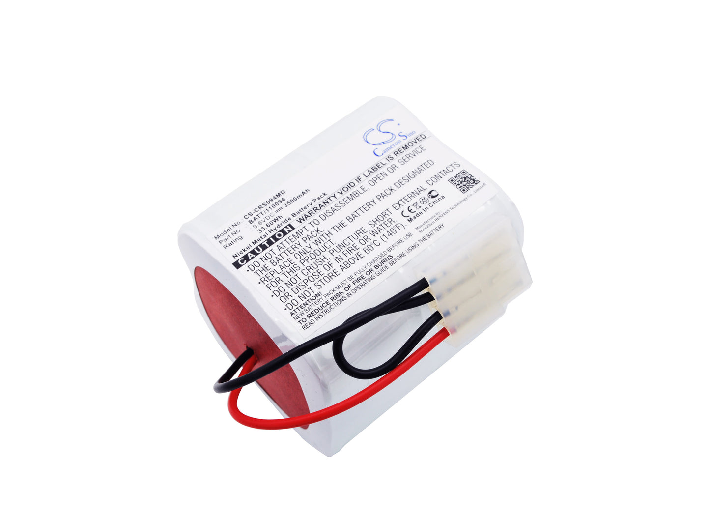 9.6V 3500mAh/33.60Wh Ni-MH Medical Battery for Criticon