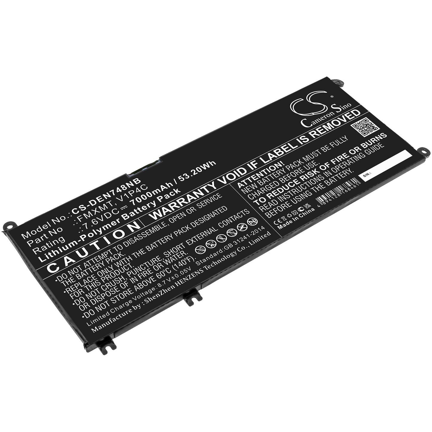 CS-DEN748NB Replacement Battery – Compatible with Chromebook 13 3380, Chromebook 13 3380-6TXJ4, Chromebook 13 3380-7TFG4H, Chromebook 3380, Inspiron 7486 Chromebook 14 2-