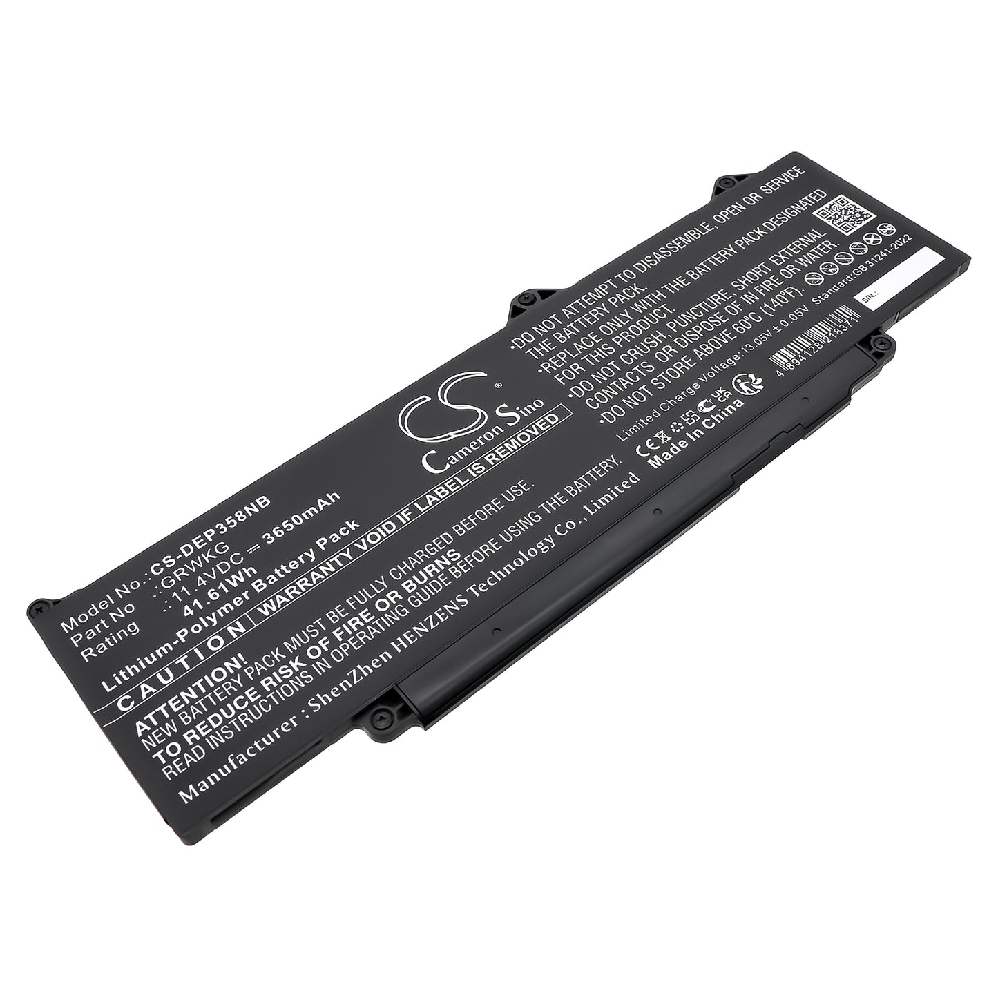 CS-DEP358NB Replacement Battery – Compatible with Precision 15 3580, Precision 15 3580 5CHPK, Precision 15 3580 JHH2C