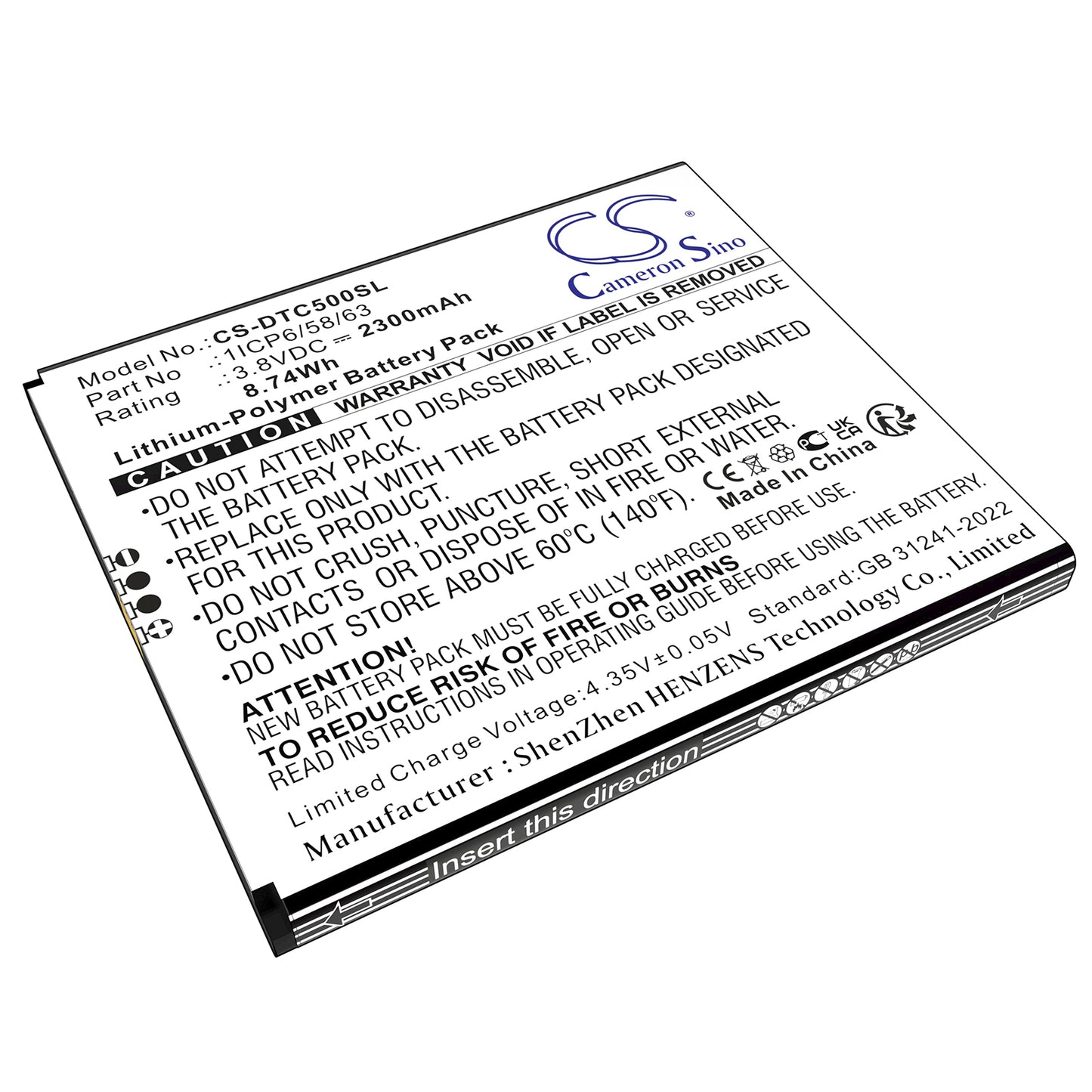 CS-DTC500SL Replacement Battery – Compatible with BlueCase 50, BluePad 5500 Plus