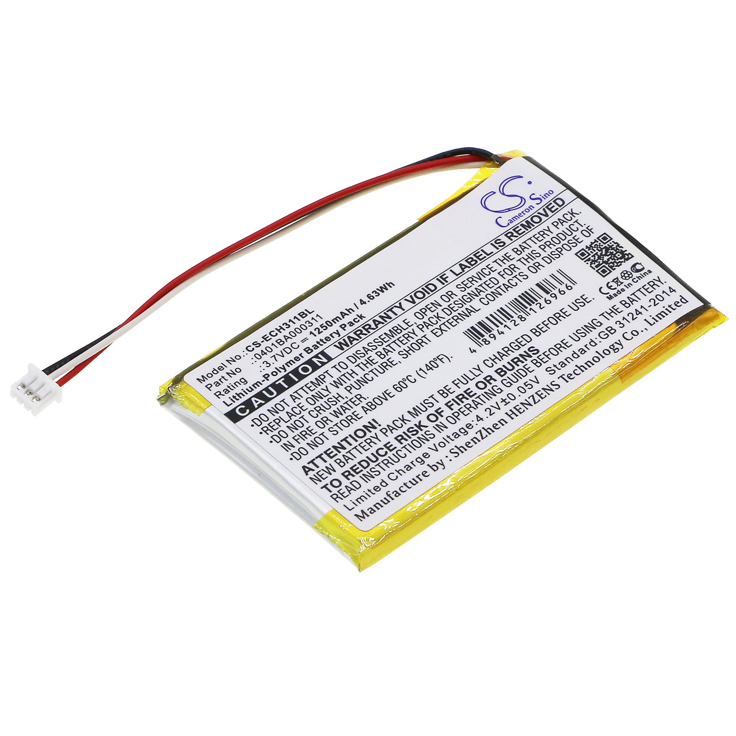 3.7V 1250mAh/4.63Wh Li-Polymer Crane Remote Control Battery for ELCA
