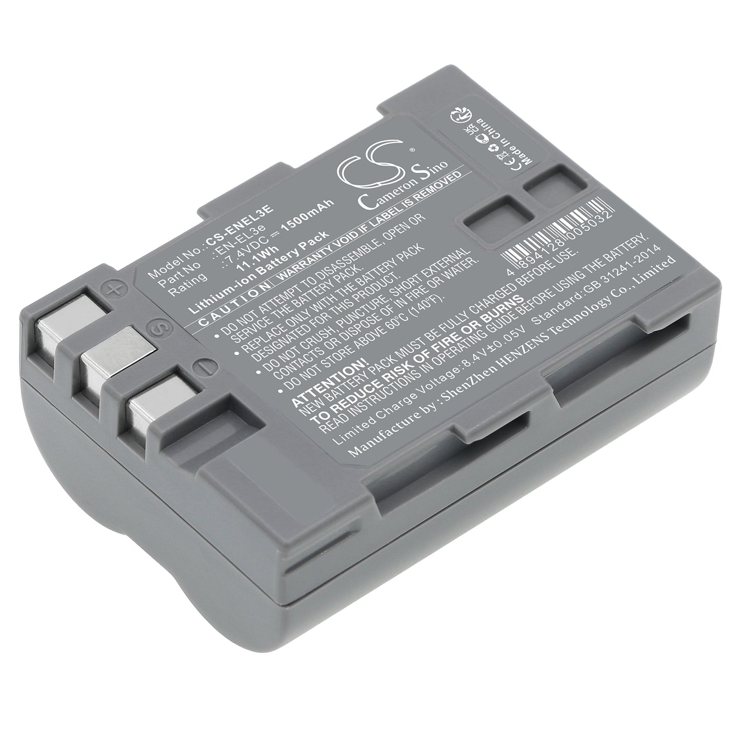 7.4V 1500mAh/11.1Wh Li-ion Camera Battery for Nikon