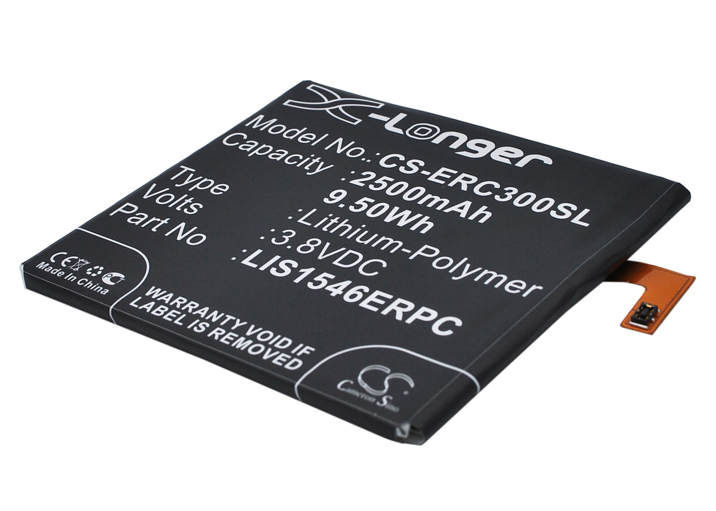 3.8V 2500mAh/9.50Wh Li-Polymer Mobile/SmartPhone Battery for Sony Ericsson